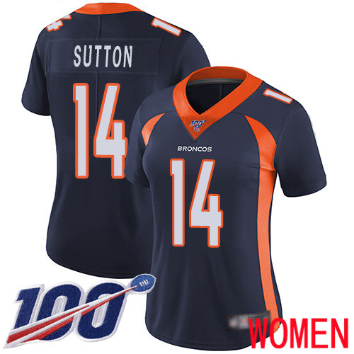 Women Denver Broncos #14 Courtland Sutton Navy Blue Alternate Vapor Untouchable Limited Player 100th Season Football NFL Jersey